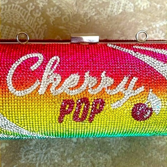 Aldo "Cherry Pop" Rhinestone ENVOLEE MINI CROSSBODY BAG Chain Purse Bling Clutch - Picture 3 of 16